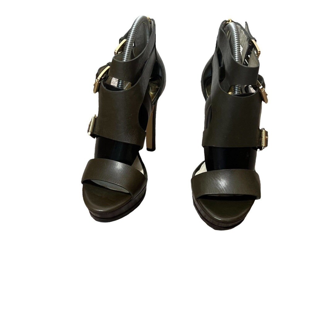 Michael Kors Size 7 Lucinda Back‎ Zip Green Platform Sandals